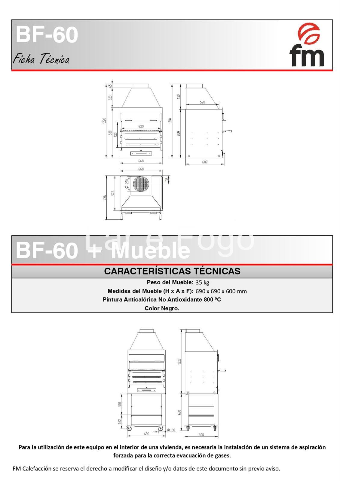 BARBACOA FM CALEFACCIÓN. BF-60 - Imagen 2