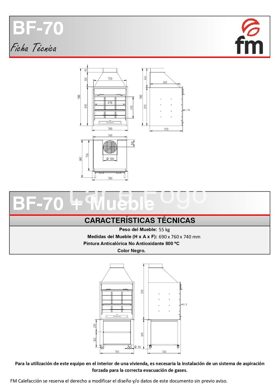 BARBACOA FM CALEFACCIÓN. BF-70 - Imagen 3