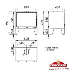 BASE CON PATAS PARA ESTUFA DE LEÑA CAIRO-70 BOX BRONPI - Imagen 2