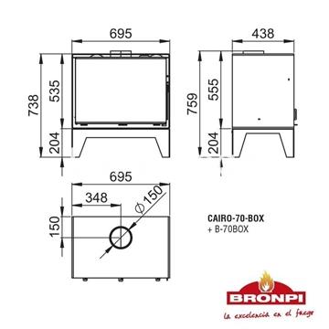 BASE CON PATAS PARA ESTUFA DE LEÑA CAIRO-70 BOX BRONPI - Imagen 2