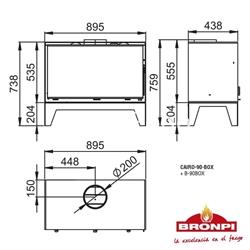 BASE CON PATAS PARA ESTUFA DE LEÑA CAIRO-90 BOX BRONPI - Imagen 2