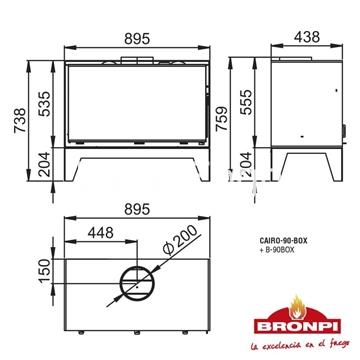 BASE CON PATAS PARA ESTUFA DE LEÑA CAIRO-90 BOX BRONPI - Imagen 2