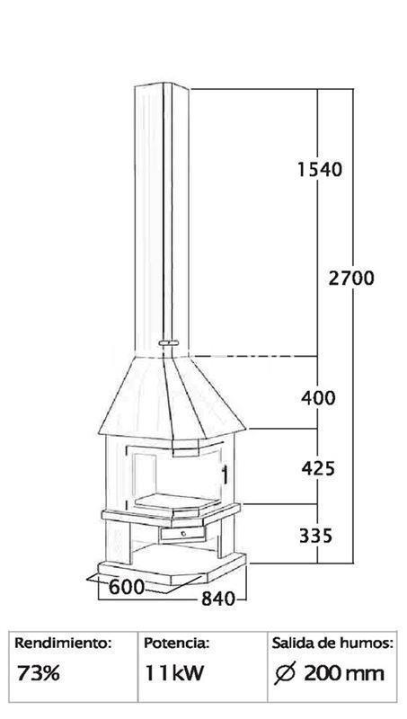 CHIMENEA DE LEÑA DE RINCÓN CON PUERTA FOCGRUP - Imagen 2