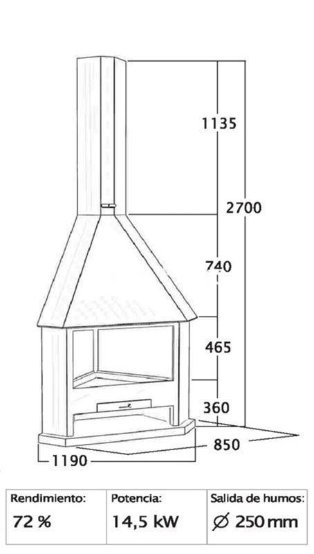 CHIMENEA DE LEÑA DE RINCÓN CON PUERTA FOCGRUP - Imagen 2