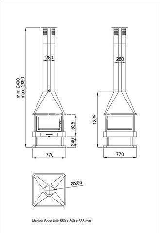 CHIMENEA DE LEÑA METÁLICA BRONPI A 4 CARAS HUELVA - Imagen 6