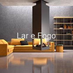 CHIMENEA DE LEÑA CENTRAL TRIANGULAR PARA COLGAR FOCGRUP - Imagen 1