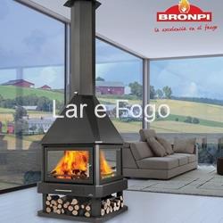 CHIMENEA DE LEÑA METÁLICA BRONPI A 4 CARAS HUELVA - Imagen 2