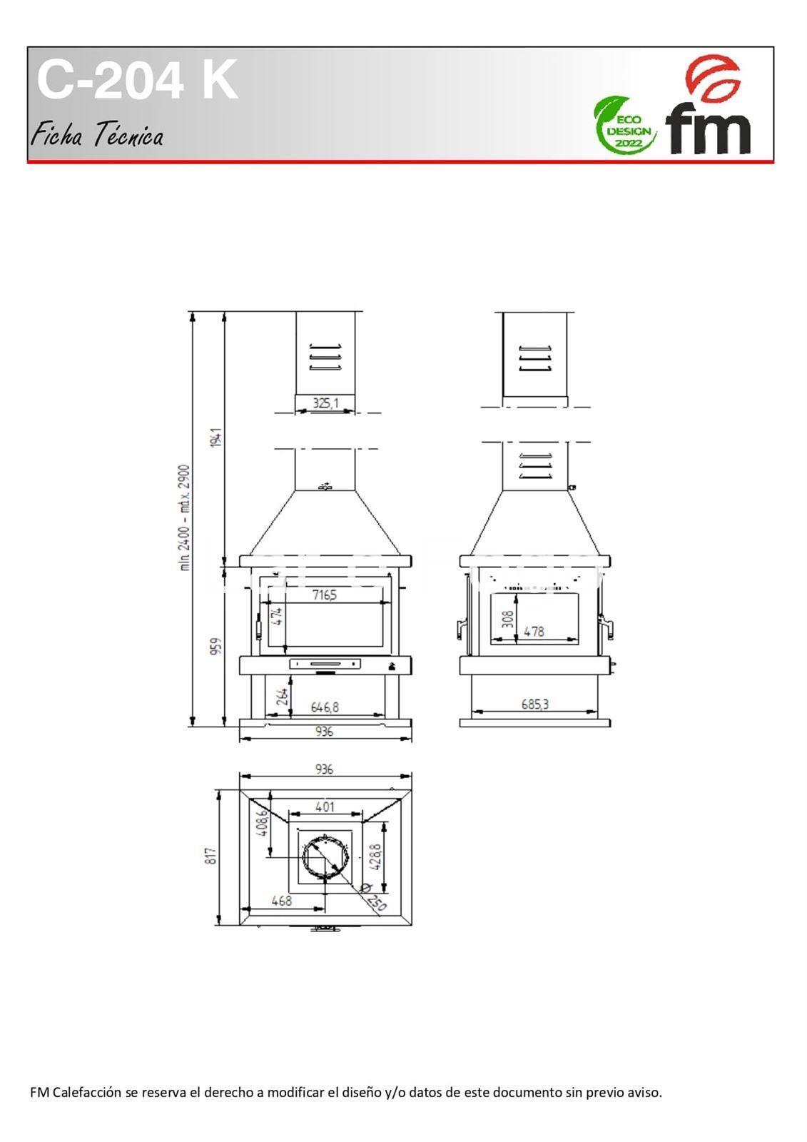 CHIMENEA METÁLICA A 4 CARAS FM CALEFACCIÓN C-204 K - Imagen 6