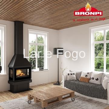 CHIMENEA METÁLICA BRONPI A 3 CARAS CON LEÑERO LISBOA 3C - Imagen 1