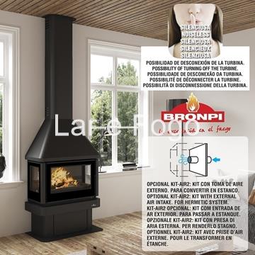 CHIMENEA METÁLICA BRONPI A 3 CARAS CON LEÑERO LISBOA 3C - Imagen 2