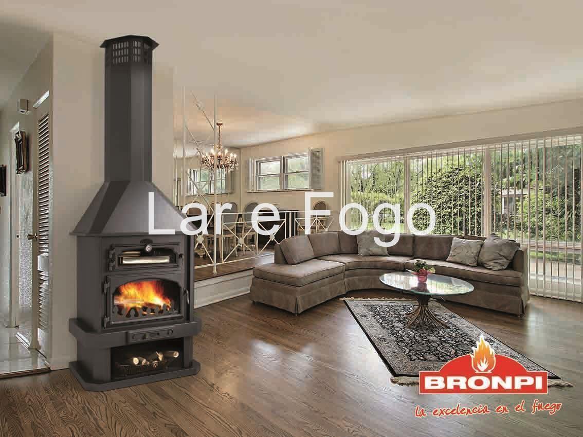 CHIMENEA METALICA BRONPI DE LEÑA FRONTAL EBRO - Imagen 1