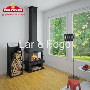CHIMENEA METÁLICA BRONPI FRONTAL CON LEÑERO HUESCA - Imagen 1