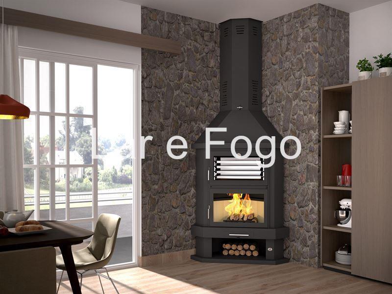 CHIMENEA METÁLICA DE LEÑA RINCÓN CON HORNO FM CALEFACCIÓN C-200-RH - Imagen 1