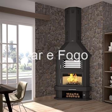 CHIMENEA METÁLICA DE LEÑA RINCÓN CON HORNO FM CALEFACCIÓN C-200-RH - Imagen 1