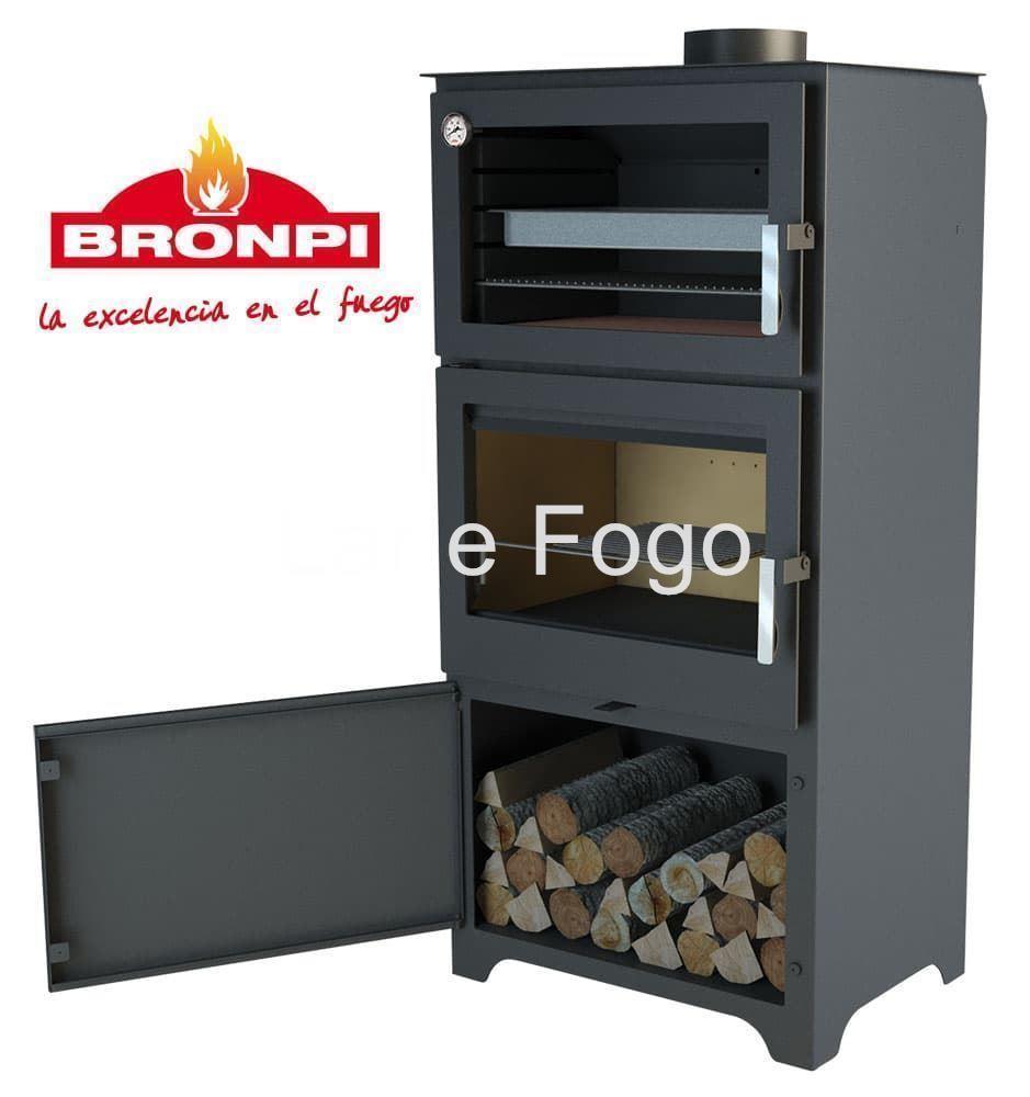 ESTUFA CON HORNO BRONPI CON LEÑERO MURANO L - Imagen 2