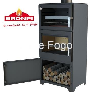 ESTUFA CON HORNO BRONPI CON LEÑERO MURANO L - Imagen 2
