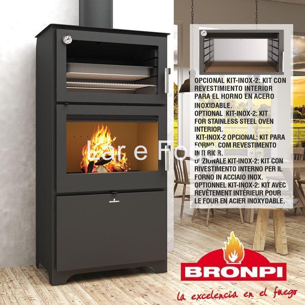 ESTUFA CON HORNO BRONPI CON LEÑERO MURANO L - Imagen 3