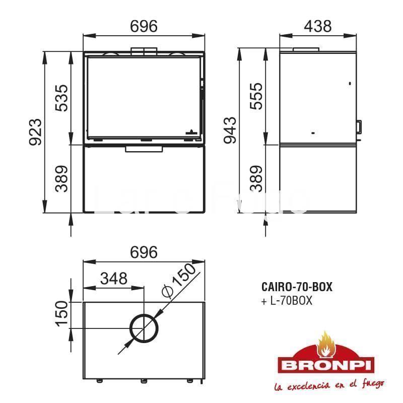 ESTUFA DE LEÑA BRONPI CAIRO 70 BOX - Imagen 4