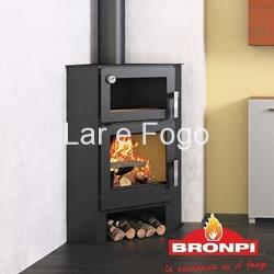 ESTUFA DE LEÑA BRONPI DE RINCÓN CON HORNO Y LEÑERO LERMA-H - Imagen 2
