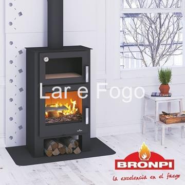 ESTUFA DE LEÑA BRONPI FRONTAL CON HORNO Y LEÑERO GIJÓN-H - Imagen 1