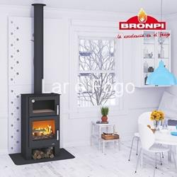 ESTUFA DE LEÑA BRONPI FRONTAL CON HORNO Y LEÑERO GIJÓN-H - Imagen 2