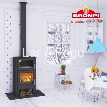 ESTUFA DE LEÑA BRONPI FRONTAL CON HORNO Y LEÑERO GIJÓN-H - Imagen 2