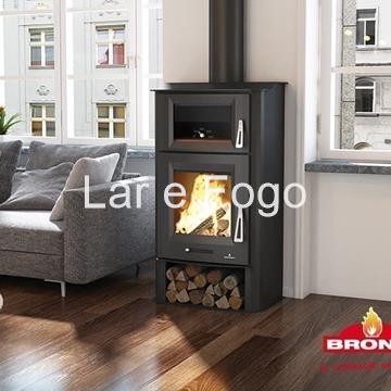 ESTUFA DE LEÑA BRONPI FRONTAL CON HORNO Y LEÑERO TUDELA - Imagen 1