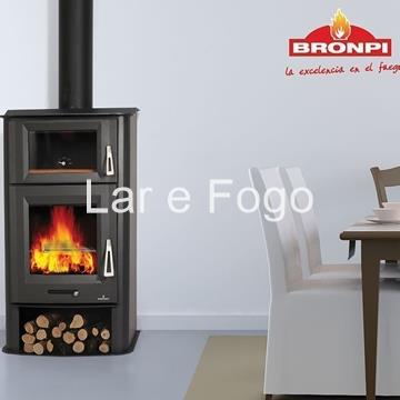 ESTUFA DE LEÑA BRONPI FRONTAL CON HORNO Y LEÑERO TUDELA - Imagen 2