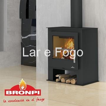 ESTUFA DE LEÑA BRONPI FRONTAL CON LEÑERO GIJÓN - Imagen 1