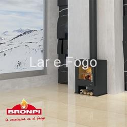 ESTUFA DE LEÑA BRONPI FRONTAL CON LEÑERO GIJÓN - Imagen 2