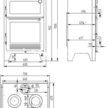 ESTUFA DE LEÑA CON HORNO FM CALEFACCIÓN M-107 C - Imagen 2