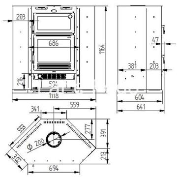 ESTUFA DE LEÑA CON HORNO FM CALEFACCIÓN M-107 RT - Imagen 2