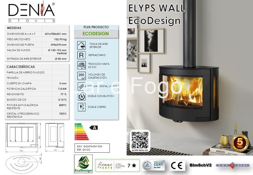 ESTUFA DE LEÑA DENIA STOVES ELYPS WALL - Imagen 2