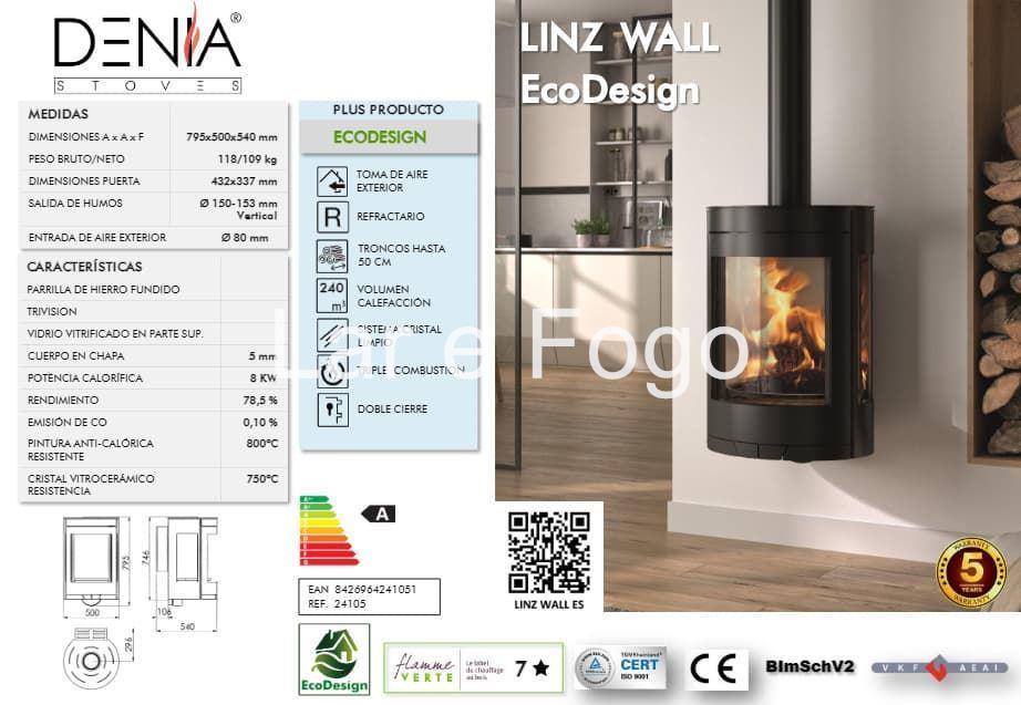 ESTUFA DE LEÑA DENIA STOVES LINZ WALL - Imagen 2