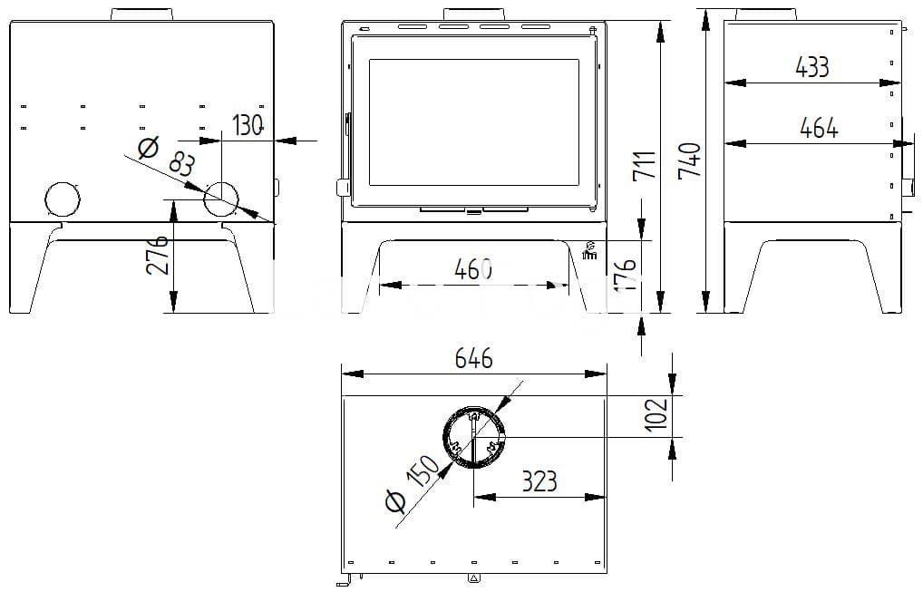 ESTUFA DE LEÑA  FM CALEFACCIÓN M-170 PF - Imagen 2
