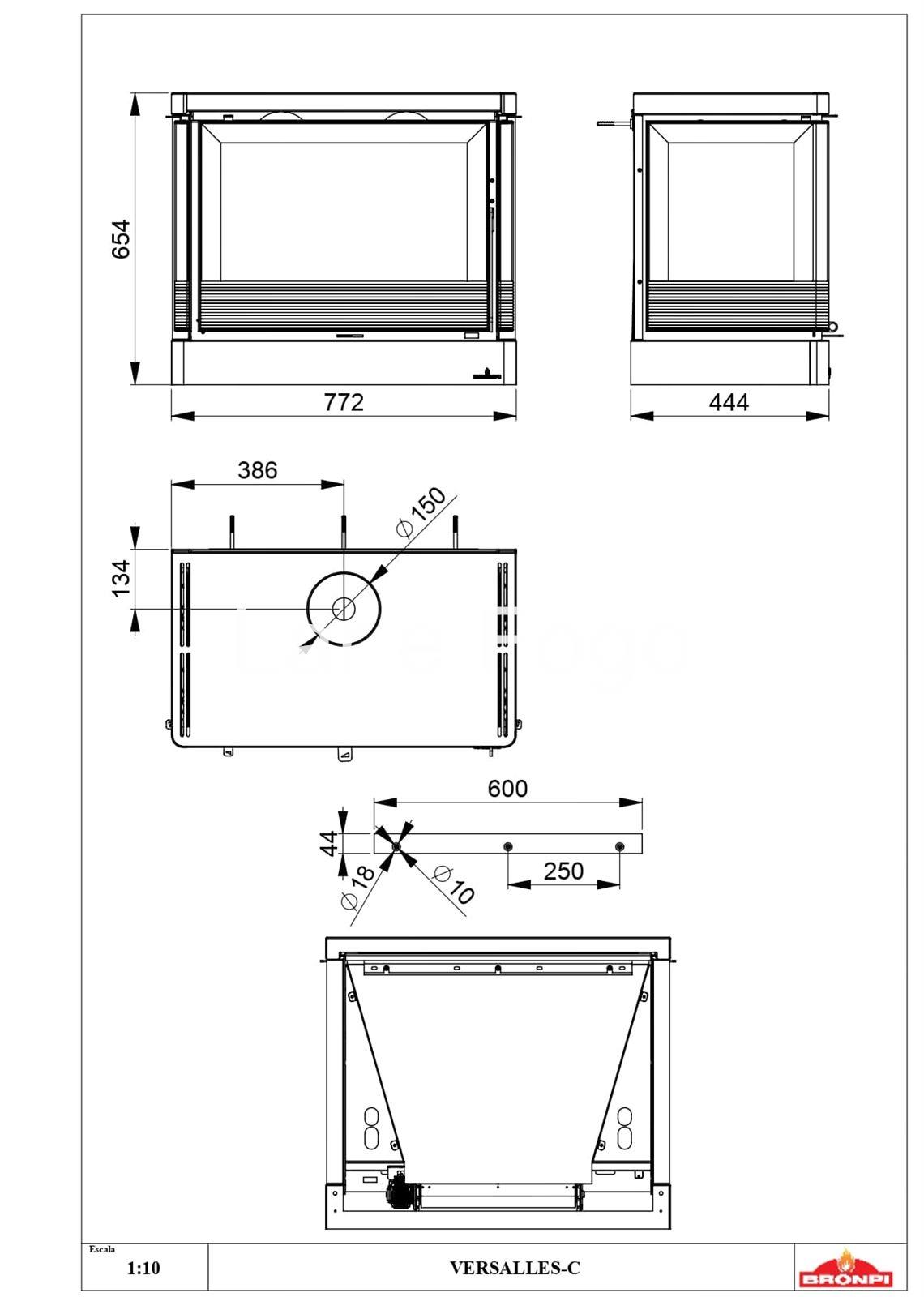 ESTUFA DE LEÑA PARA COLGAR BRONPI VERSALLES - Imagen 7