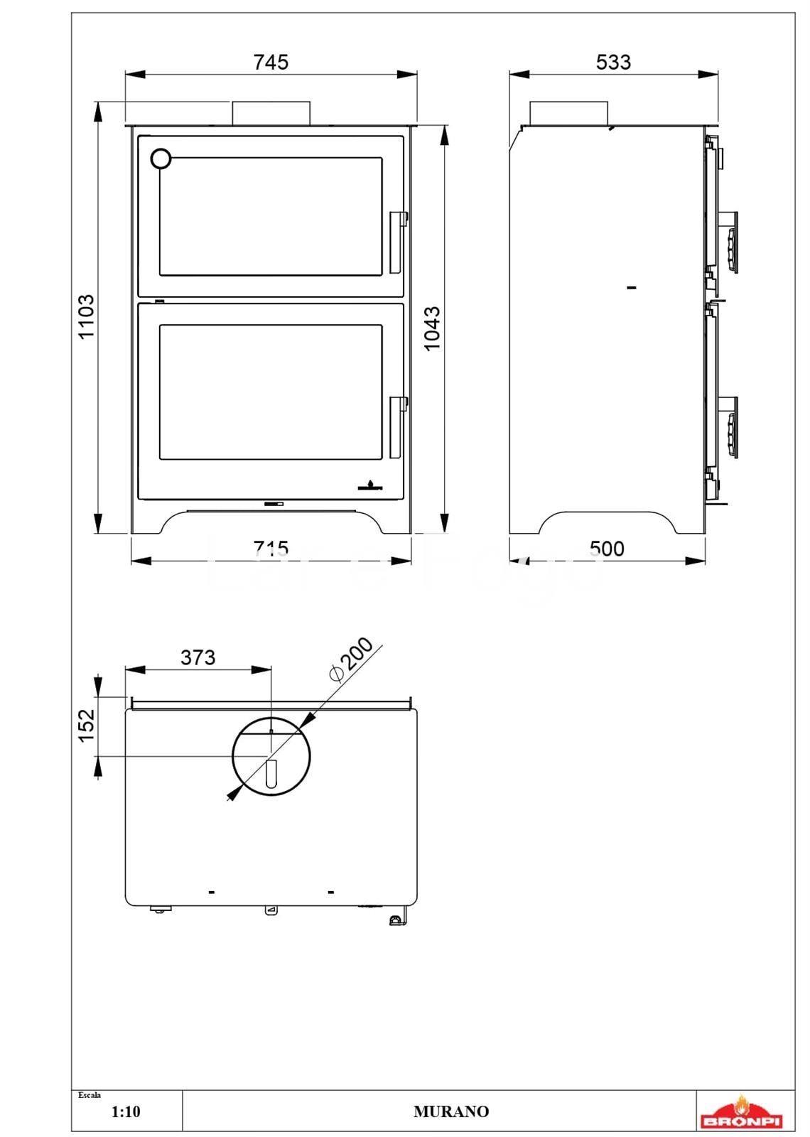 HORNO DE LEÑA FRONTAL BRONPI MURANO - Imagen 2