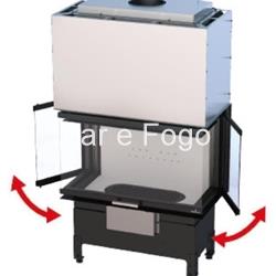 INSERTABLE DE LEÑA BRONPI 3 CRISTALES Y PUERTA GUILLOTINA - Imagen 2