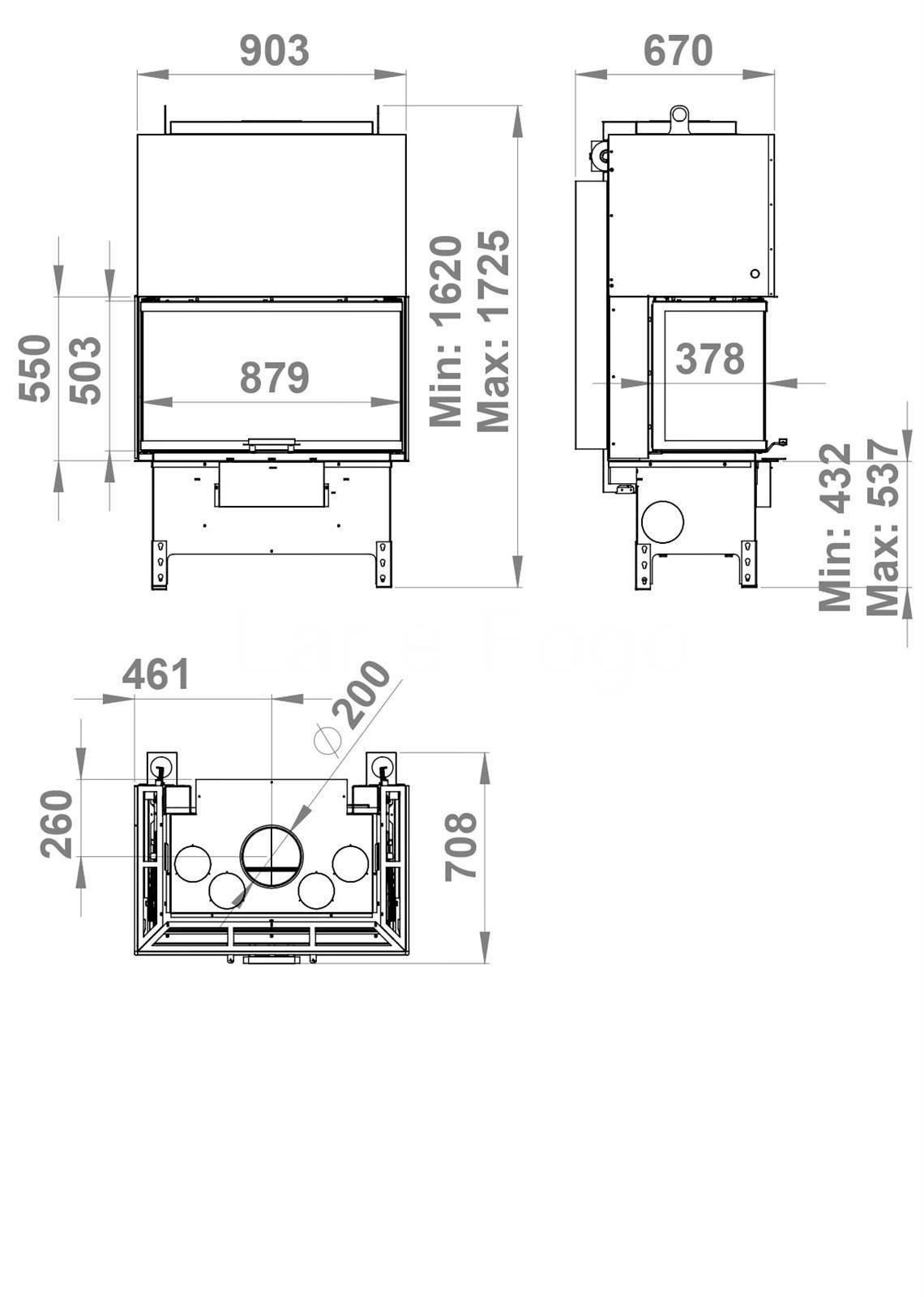 INSERTABLE DE LEÑA BRONPI 3 CRISTALES Y PUERTA GUILLOTINA - Imagen 3