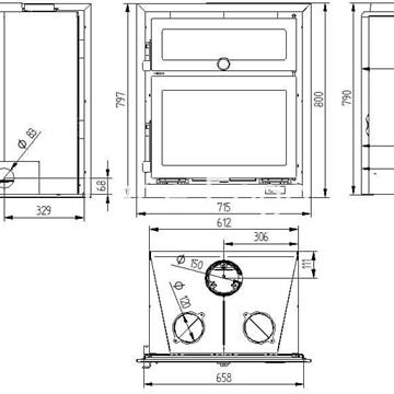 INSERTABLE DE LEÑA CON HORNO FM CALEFACCIÓN I-170 H - Imagen 2