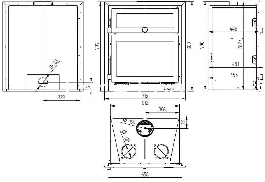 INSERTABLE DE LEÑA CON HORNO Y TURBINA FM CALEFACCIÓN IT-170 H - Imagen 2