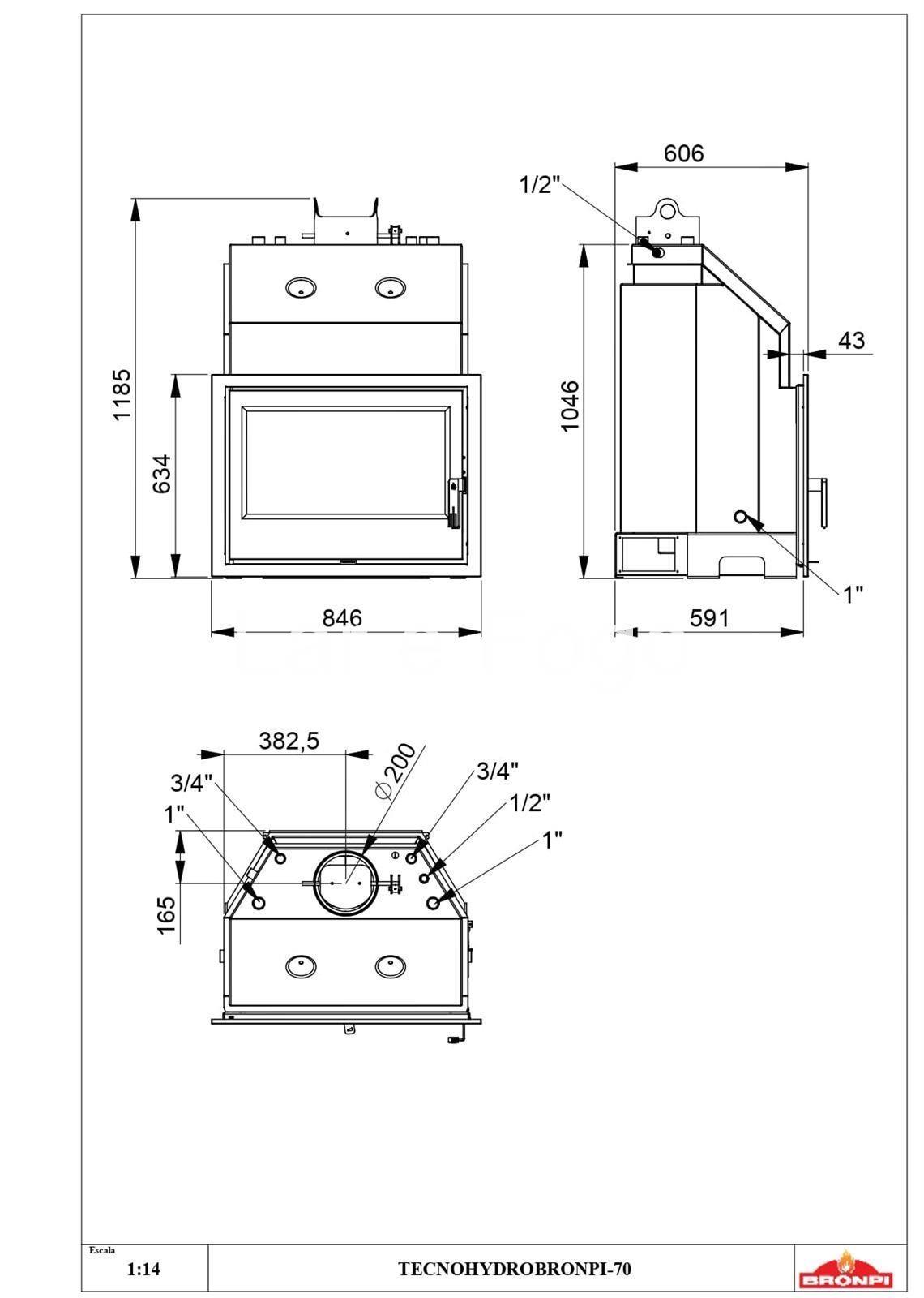 TERMOCHIMENEA DE LEÑA BRONPI TECNO HYDROBRONPI 70 - Imagen 6